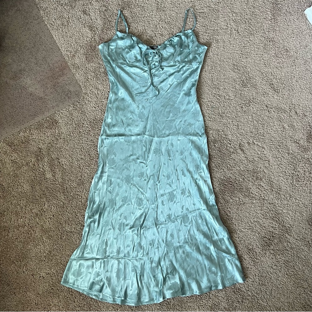 Blue Satin Midi Dress | Size XL | Fashion Nova | NWT